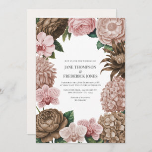 Champagne Blush, Oyster Pink & Latte Beige Wedding Invitation
