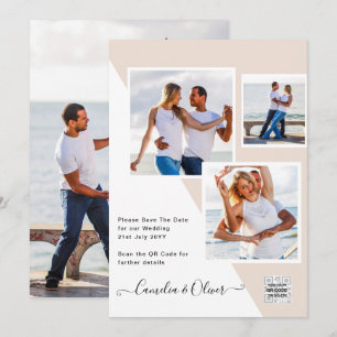Champagne Blush PHOTO Wedding Invitation QR Code