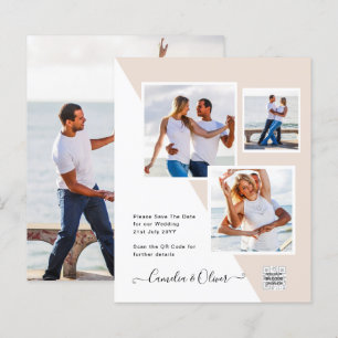 Champagne Blush PHOTO Wedding Invitation QR Code
