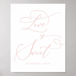 Champagne Blush Pink Love is Sweet Dessert Bar Poster