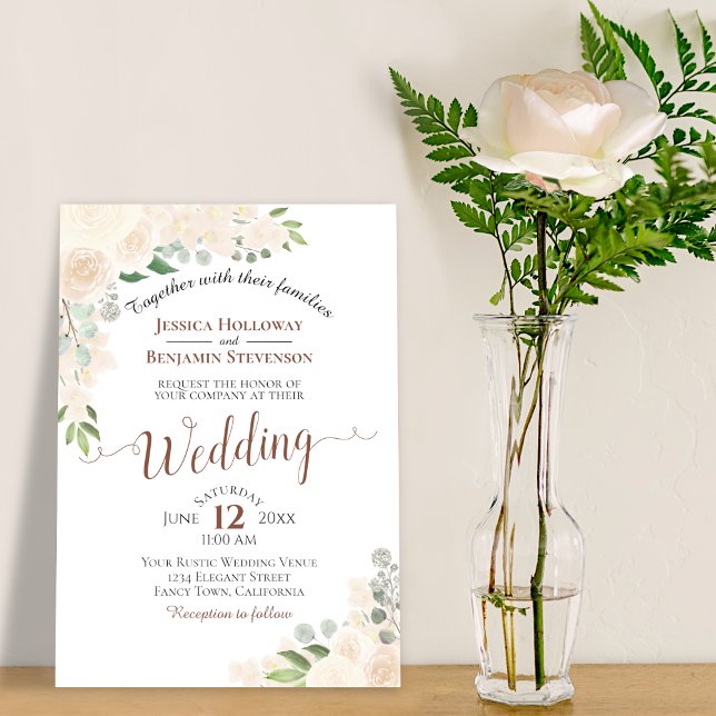 Champagne Blush Watercolor Floral Wedding Invitation (Creator Uploaded)