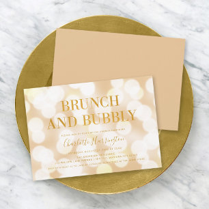Champagne Bokeh Brunch and Bubbly Bridal Shower Invitation