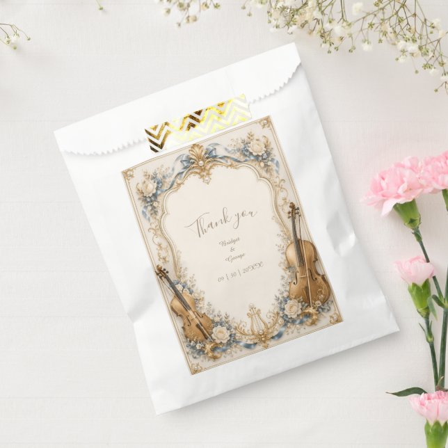 Champagne Botanical metallic Wave wedding  Favour Bags (Sealed)