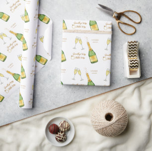 Champagne bottle and glass Bridal Shower Wrapping Paper