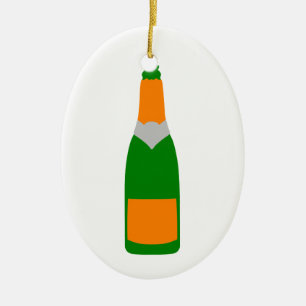 Champagne bottle ceramic tree decoration