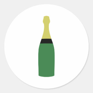 champagne bottle classic round sticker