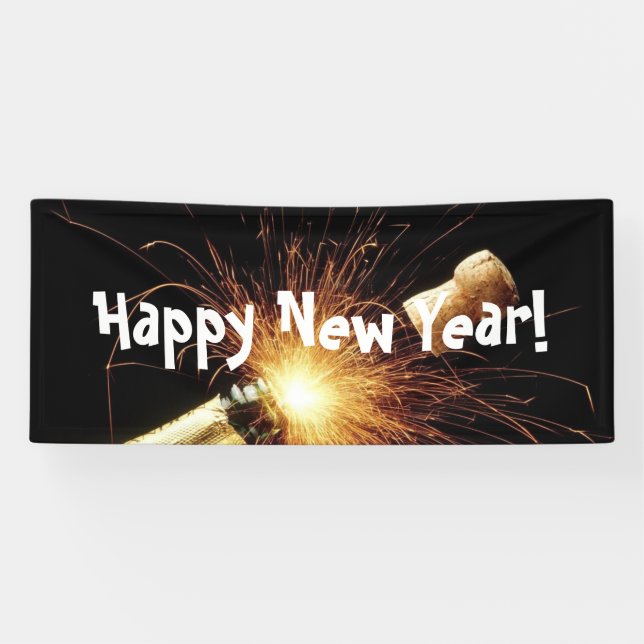champagne bottle New Year's Eve Banner (Horizontal)