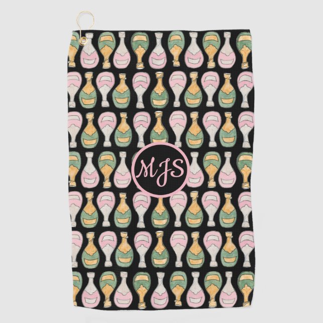Champagne Bottle Pattern Ladies Golf Towel (Front)