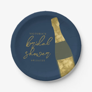 Champagne Bottle Personalised Bridal Shower Paper Plate