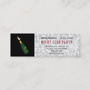 Champagne Bottle Pop / Bokeh White Glow Mini Business Card
