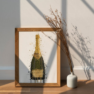 Champagne Bottle Wall Art Print 'Fool's Gold'
