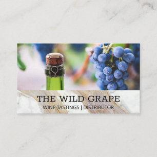 Champagne Bottle Wine Grapes Business Card