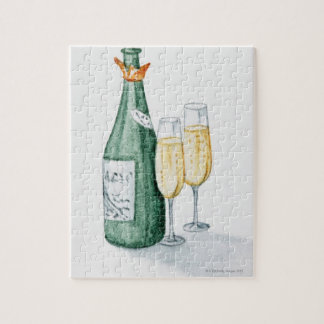 Champagne Bottles and Two Glasses Jigsaw Puzzle