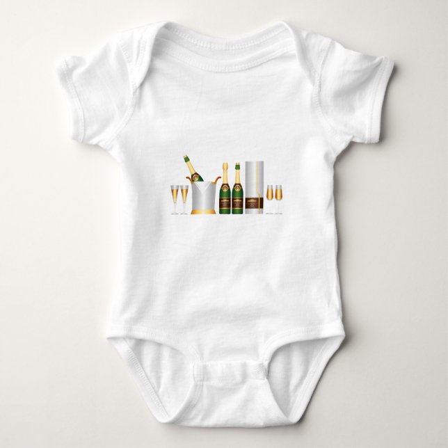 champagne bottles baby bodysuit (Front)