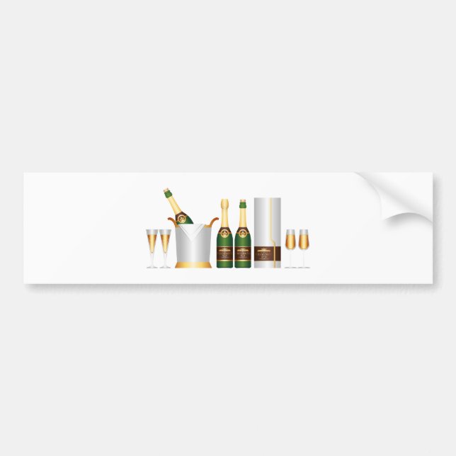 champagne bottles bumper sticker (Front)