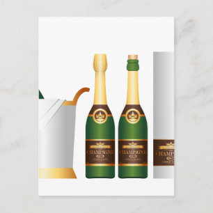 champagne bottles postcard