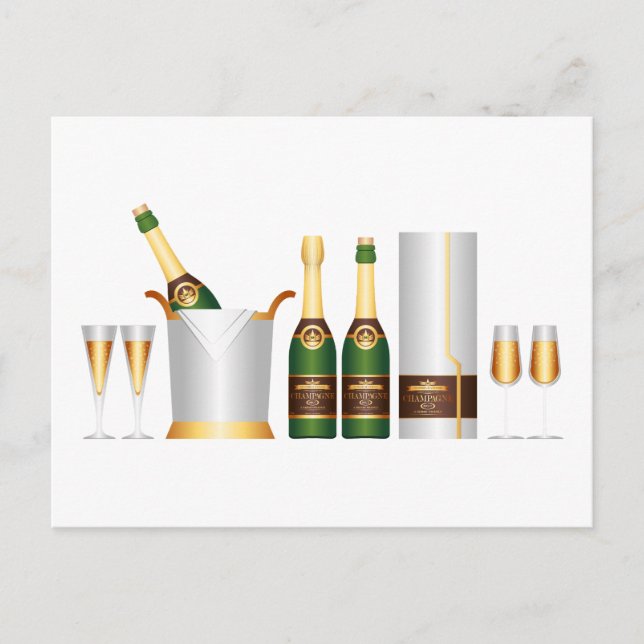 champagne bottles postcard (Front)