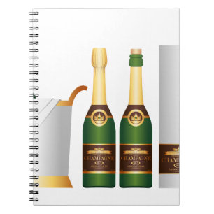 champagne bottles spiral notebook