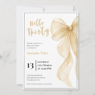 Champagne Bow 30th Birthday Invitation