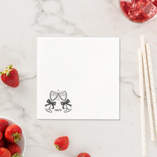 Champagne Bow Initials Napkin