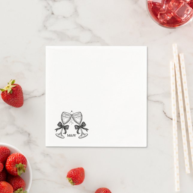Champagne Bow Initials Napkin (Insitu)