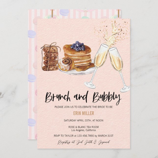 Champagne Bridal Shower | Brunch Invitations (Front/Back)