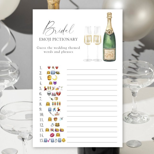 Champagne bridal shower emoji pictionary game (Creator Uploaded)