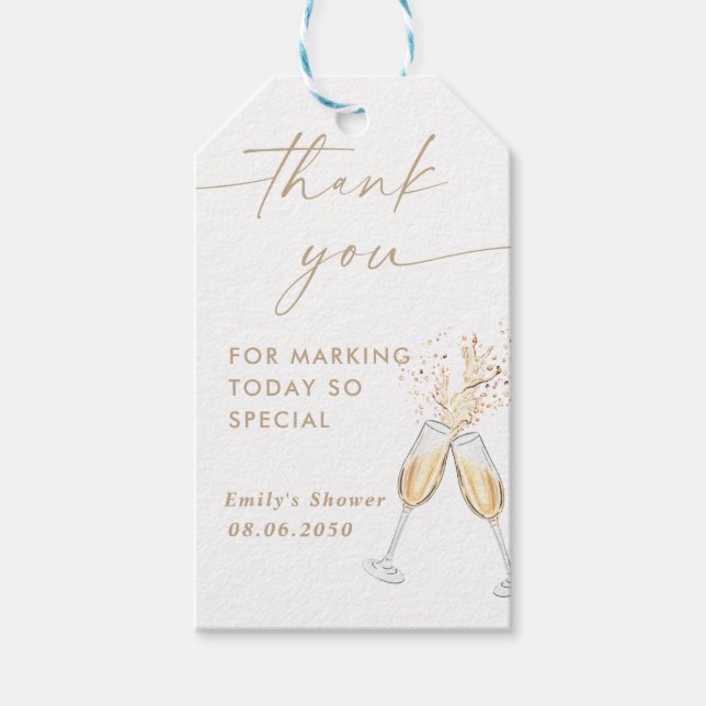 Champagne Bridal Shower Gift Tag (Front)