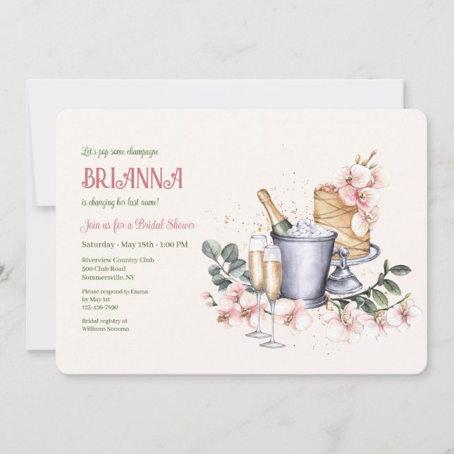 Champagne Bridal Shower Invitation (Front)