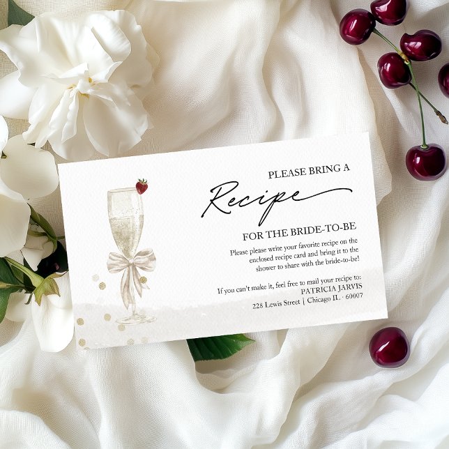 Champagne Bridal Shower Recipe Request Enclosure  (Creator Uploaded)