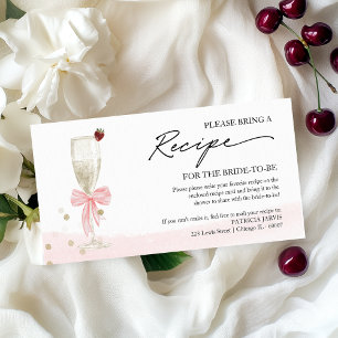 Champagne Bridal Shower Recipe Request Enclosure Card
