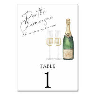 Champagne bridal shower - wedding table number