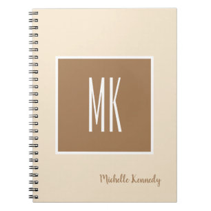 Champagne & Brown Colour Monogrammed Professional Notebook