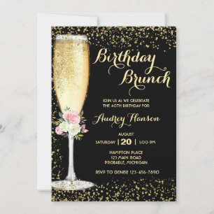 Champagne Brunch Adult Birthday Invitation