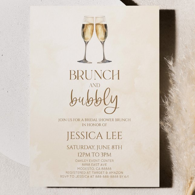 Champagne Brunch and Bubbly Bridal Shower Brunch Invitation (Creator Uploaded)
