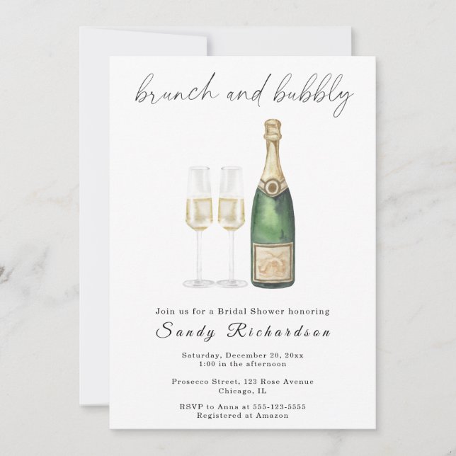 Champagne Brunch and Bubbly Bridal Shower Invitation (Front)