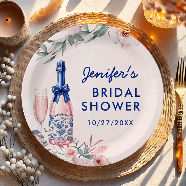 Champagne Brunch and Bubbly Bridal Shower Paper Plate (Creator Uploaded)
