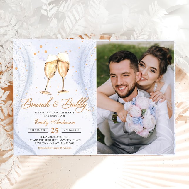 Champagne Brunch and Bubbly Bridal Shower Photo Invitation (Creator Uploaded)