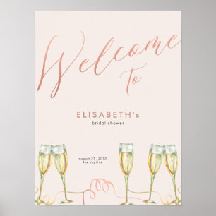 Champagne brunch bubbly bridal shower welcome sign