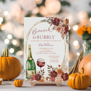 Champagne Brunch & Bubbly Marsala Bridal Shower Invitation