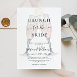 Champagne Brunch for the Bride Bridal Shower Invitation<br><div class="desc">Watercolor Rose Champagne Toasting Glasses Bridal Shower Invitation. Brunch and Bubbly Invitation.
Design features an elegant watercolor leaves frame with a modern style text layout. To make advanced changes,  please select "Click to customise further" option under Personalise this template.</div>