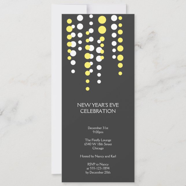 Champagne bubble grey modern chic holiday party invitation (Front)