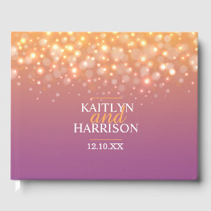 Champagne bubble wedding thank you orange purple guest book