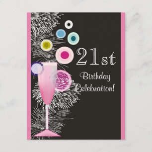 Champagne Bubbles 21st Birthday Party Invitation