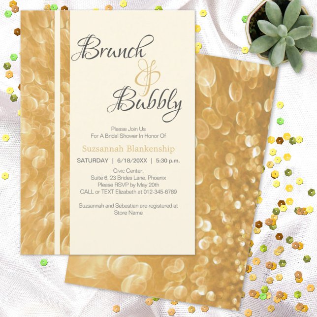 Champagne Bubbles Brunch Bubbly  Invitation (Creator Uploaded)