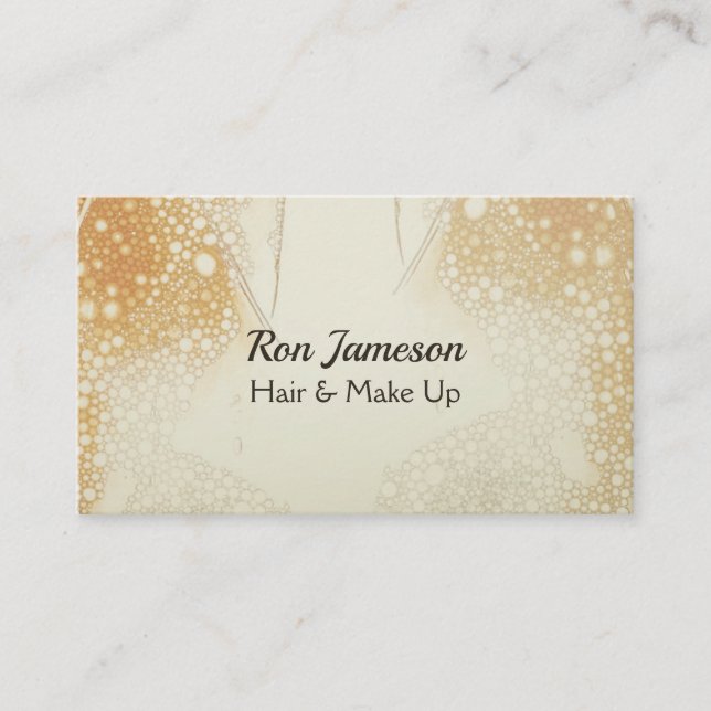 Champagne Bubbles Gold Tan Business Card (Front)