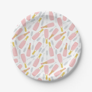 Champagne & Bubbles Pink Paper Plates