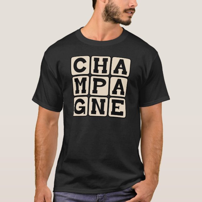 Champagne, Bubbly Beverage T-Shirt (Front)