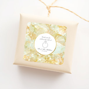 Champagne Burst Crystal Wedding Square Sticker