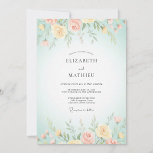 Champagne Butter Peony Wedding Invitation